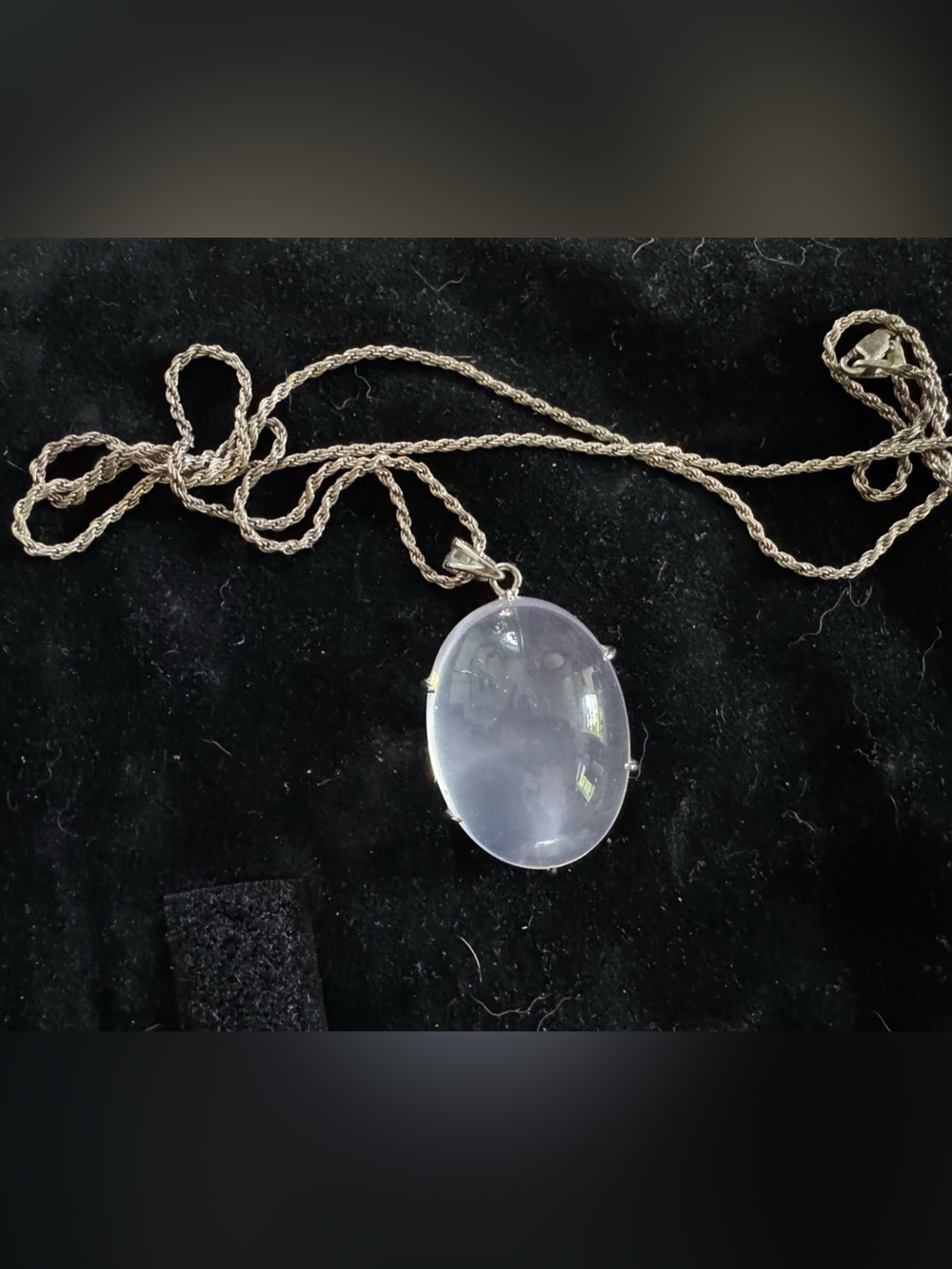 Silver Chain Necklace with Rose Quartz Oval Pendant